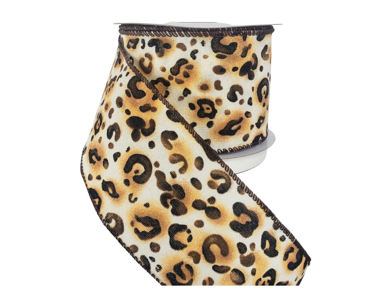 2.5"x10YD Cheetah Print Canvas Wired Ribbon - Wild Style for Crafts and Decor -(61028-40-38)